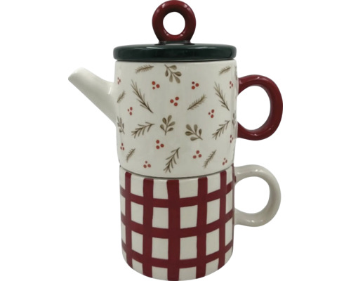 Čajník so šálkou, naskladané na sebe