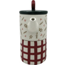 Keramická čajová kanvica s károvaným vzorom a vianočnými motívmi