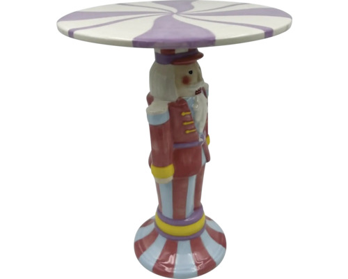 Dekoračný stolík v tvare luskáčika s pruhovanou doskou stola