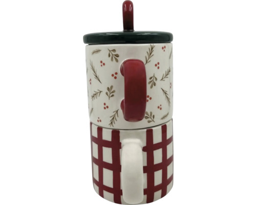 Stohovateľný hrnček s vekom a dvoma rôznymi vzormi