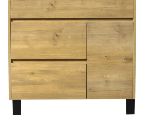 Kúpeľňový nábytok 2-dielny Differnz Sofi ŠxVxH 80 x 45,5 x 77,5 cm farba prednej strany dub 36.105.16 Skrinka pod umývadlo z dreva so zásuvkami a dvierkami