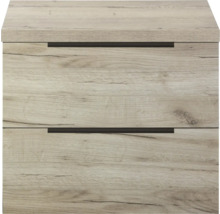 Skrinka pod umývadlo s dvomi zásuvkami vo vzhľade dreva