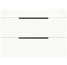 Biela skrinka pod umývadlo s dvoma zásuvkami a úchytkami