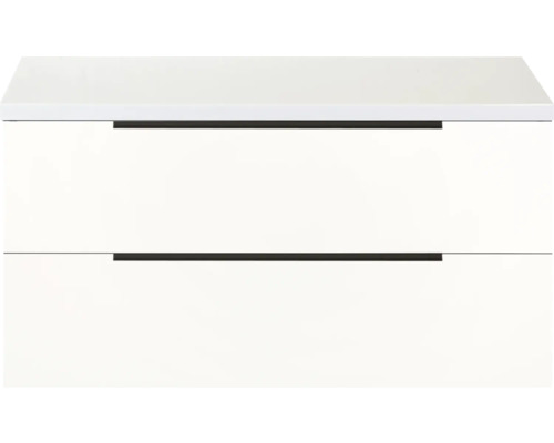 Biela skrinka pod umývadlo s dvoma zásuvkami