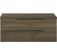 Skrinka pod umývadlo s dvomi zásuvkami vo vzhľade dreva