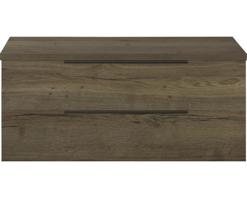 Skrinka pod umývadlo s dvomi zásuvkami vo vzhľade dreva