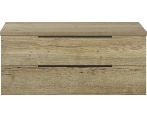 Skrinka pod umývadlo s dvomi zásuvkami v dizajne dreva