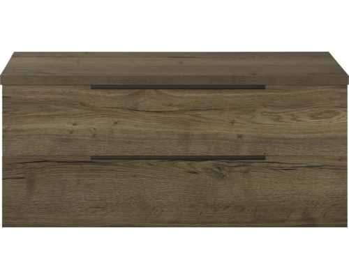 Skrinka pod umývadlo s dvomi zásuvkami v drevenom vzhľade