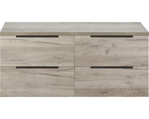 Komoda so štyrmi zásuvkami a vzhľadom dreva