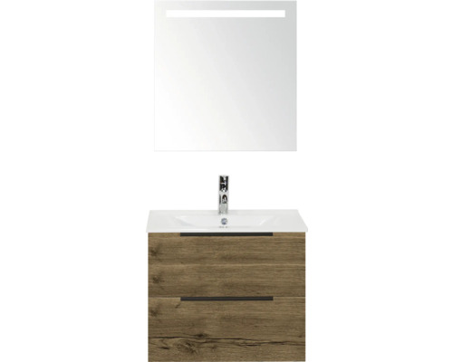 Umývadlová zostava so zrkadlom a spodnou skrinkou z dreva