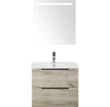 Skrinka pod umývadlo so zrkadlom a dvomi zásuvkami v drevenom dizajne