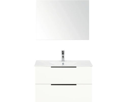 Kúpeľňová zostava Sanox Seville 80 cm biela Súprava kúpeľňového nábytku so zrkadlom, umývadlom a spodnou skrinkou
