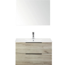 Umývadlová zostava so zrkadlom, umývadlom a dvoma zásuvkami