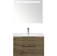 Umývadlo so zrkadlom a spodná skrinka s dvomi zásuvkami