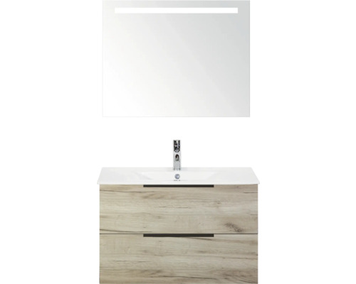 Umyvadlová súprava so zrkadlom a spodnou skrinkou v drevenom prevedení