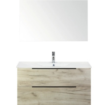 Umývadlo so skrinkou, keramickým umývadlom a zrkadlom