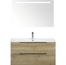 Skrinka pod umývadlo s dvoma zásuvkami, umývadlom a osvetleným zrkadlom do kúpeľne