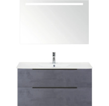 Umývadlo s umývadlovou skrinkou a osvetleným zrkadlom