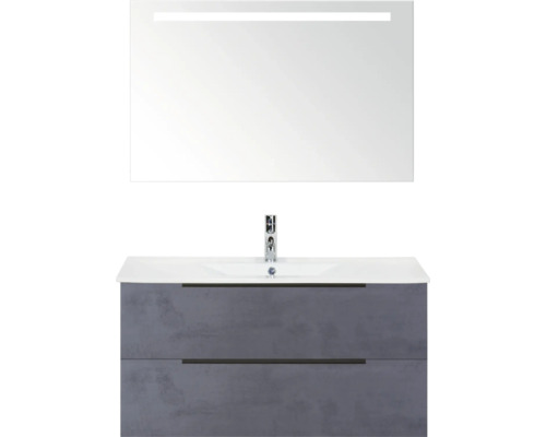 Kúpeľňová zostava Sanox Seville 100 cm betón antracit Umývadlo s umývadlovou skrinkou a osvetleným zrkadlom