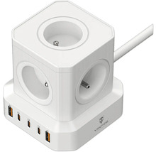 Biela zásuvková kocka s USB portami