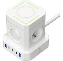 Rozbočovacia zásuvka s USB portami a indukčnou nabíjacou stanicou