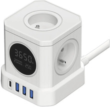 Kocková zásuvková lišta s USB portami a displejom