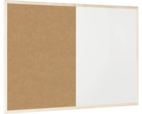 Kombinácia korkovej tabule a whiteboardu s dreveným rámom