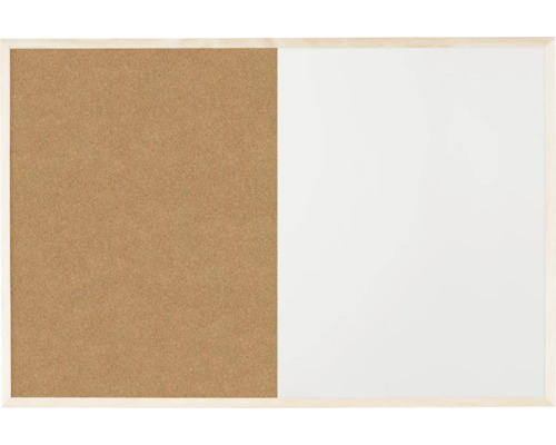 Kombinácia korkovej a bielej tabule s dreveným rámom