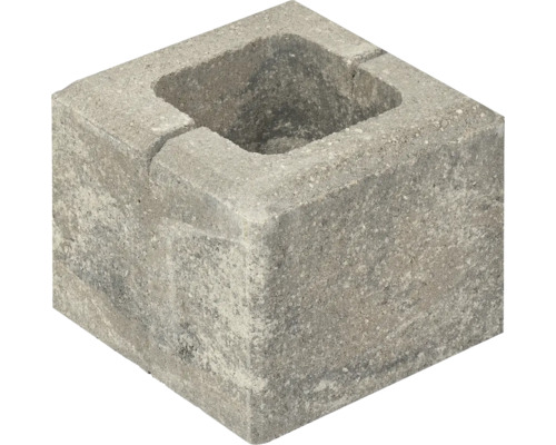 Polovičný prvok RIVAGO dymovo hnedý 20 x 20 x 16 cm Sivý betónový kvetináčový kameň so štvorcovým otvorom