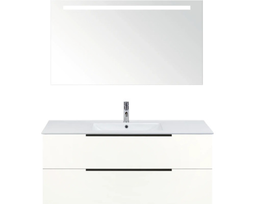 Kombinácia umývadla so skrinkou a zrkadlom s osvetlením