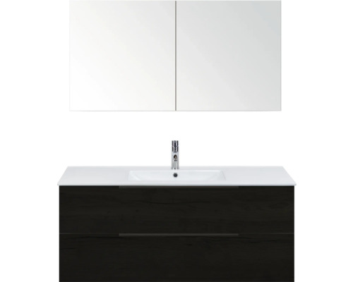 Umývadlová zostava s umývadlovou skrinkou, umývadlom a zrkadlovou skrinkou