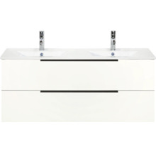 Skrinka pod umývadlo s dvoma umývadlami a dvoma zásuvkami