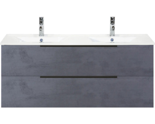 Skrinka pod umývadlo s dvomi umývadlami a dvomi zásuvkami