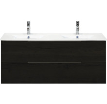 Skrinka pod umývadlo s dvoma umývadlami a dvoma batériami