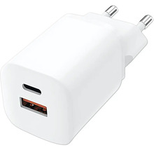 Biela USB nabíjačka s portom USB-A a USB-C