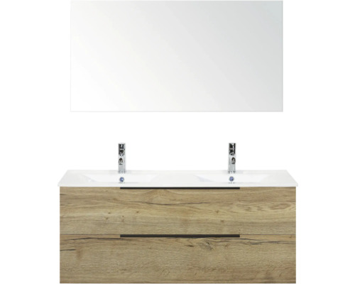 Súprava kúpeľňového nábytku s umývadlovou skrinkou, umývadlom a zrkadlom