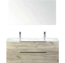 Umývadlová skrinka s dvoma umývadlami, spodná skrinka s dvoma zásuvkami a zrkadlo do kúpeľne