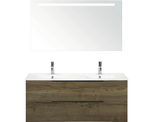 Umývadlo so zrkadlom a osvetlením do kúpeľne