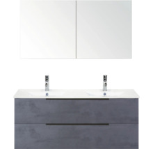 Umývadlová skrinka s dvoma umývadlami, spodná skrinka a zrkadlová skrinka