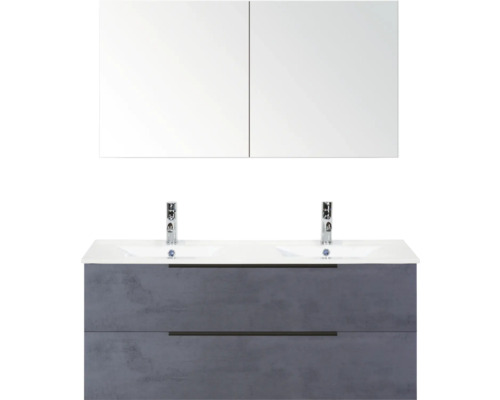 Umývadlová skrinka s dvoma umývadlami, spodná skrinka a zrkadlová skrinka