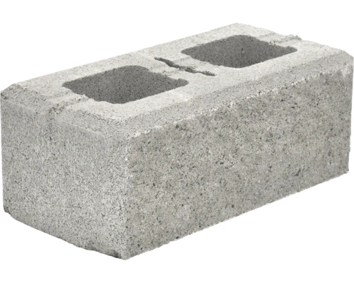 Betónový plot Alfa Block 40x20x15 cm HX 5/20/BF bielosivý Sivý betónový blok s dvoma otvormi.