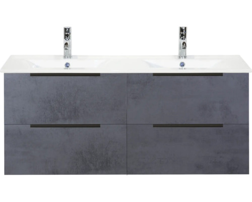 Skrinka pod umývadlo s dvomi umývadlami a štyrmi zásuvkami