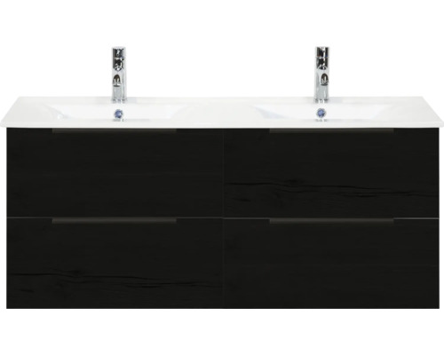 Skrinka pod umývadlo s dvoma umývadlami a štyrmi zásuvkami