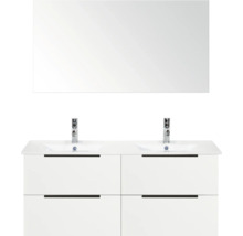 Skrinka pod umývadlo s dvojitým umývadlom, batériami a zrkadlom