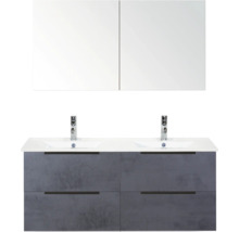 Dvojité umývadlo so skrinkou a zrkadlovou skrinkou do kúpeľne