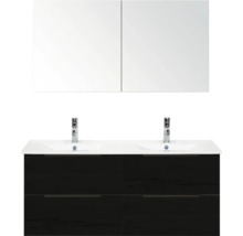 Skrinka pod umývadlo s dvojitým umývadlom a zrkadlovou skrinkou