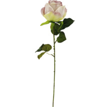 Jedna umelá ruža s listami a stonkou