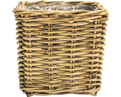 Okrúhly kvetináč z ratanu s plastovou vložkou