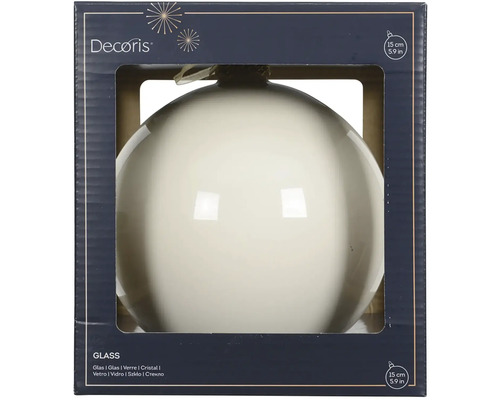 Vianočná ozdoba sklenená guľa Ø 15 cm lesklá biela Sklenená vianočná guľa Decoris, 15 cm v krabici