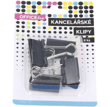 Balenie čiernych kancelárskych klipov so striebornými sponami, štyri kusy
